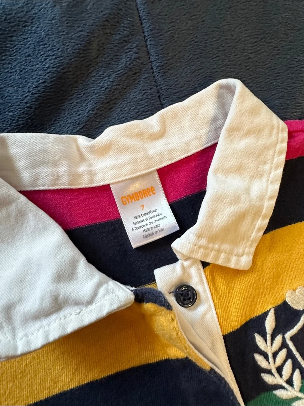 Gymboree Girls size 7 Preppy Navy Dress with Pink, Yellow, Green & Blue Stripes